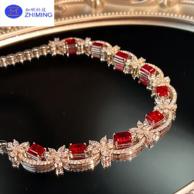 Good price Pigeon Blood Lab Grown Ruby Necklace Luxury Fine Jewelry online