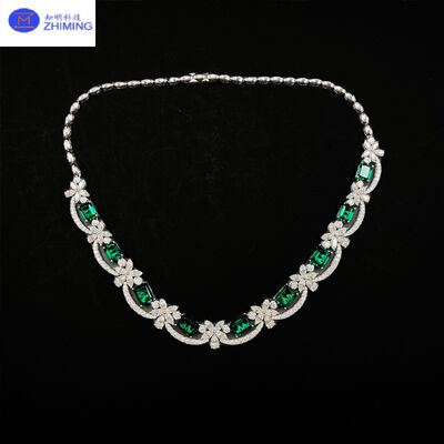 Good price Emerald Cut Green Moissanite Necklace online